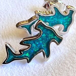 Item 16 - Sterling Silver Hammerhead Shark Earrings Studs NEW